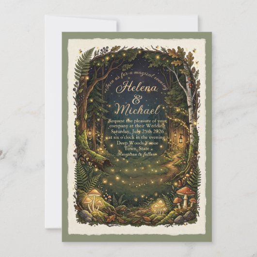 Enchanted Forest Firefly Wedding Invitation (Devant)