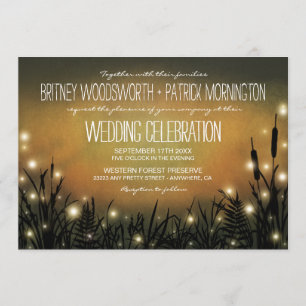 Enchanted Forest Firefly Wedding Invitations Kaart