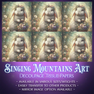 Enchanted Forest Floral Fantasy Konijn Decoupage Tissuepapier