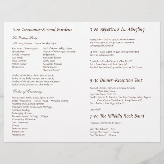 Enchanted Forest Flower Tree Wedding Programme (Achterkant)