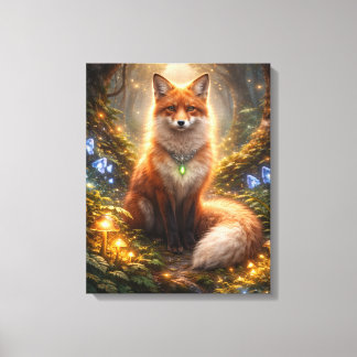 Enchanted forest fox glow canvas afdruk