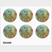 Enchanted Forest Fox & Snail Fairy Eerste Verjaard Ronde Sticker (Vel)