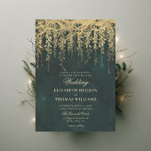 Enchanted Forest Gold Greenery Aangepaste bruiloft Kaart