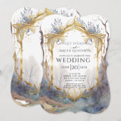 Enchanted Forest Gold Lijst Wedding Kaart (Voorkant / Achterkant)