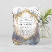 Enchanted Forest Gold Lijst Wedding Kaart (Staand voorkant)