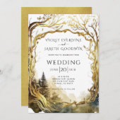 Enchanted Forest Gold Portal bruiloft uitnodiging (Voorkant / Achterkant)