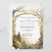 Enchanted Forest Gold Portal bruiloft uitnodiging (Voorkant)