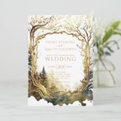 Enchanted Forest Gold Portal bruiloft uitnodiging (Staand voorkant)