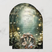 Enchanted Forest Green Wedding Kaart (Voorkant / Achterkant)