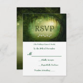 Enchanted Forest Green Wedding RSVP Response Kaart (Voorkant / Achterkant)