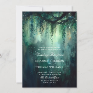Enchanted Forest Greenery Lights Huwelijksreceptie Kaart
