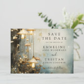 Enchanted Forest Hanging Lanterns Wedding Save The Date (Staand voorkant)