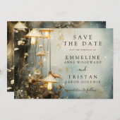 Enchanted Forest Hanging Lanterns Wedding Save The Date (Voorkant / Achterkant)