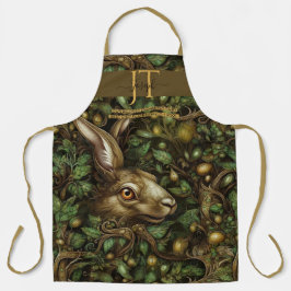 Enchanted forest hare groen bruin custom Monogram Schort