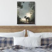 Enchanted Forest Horse Light Beam Art Canvas Afdruk (Insitu (Slaapkamer))
