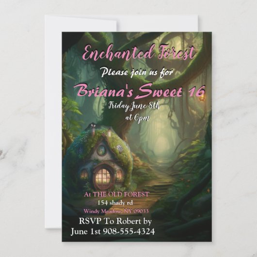Enchanted Forest House Sweet 16 Invitation (Devant)