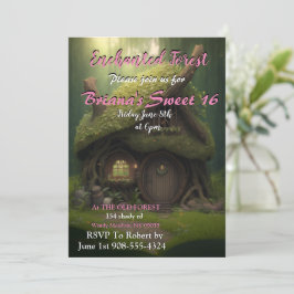 Enchanted Forest Hut Sweet 16 Invitation Kaart