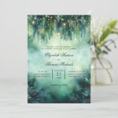 Enchanted Forest Lanterns Fairy Lights Wedding Kaart (Staand voorkant)