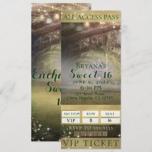Enchanted Forest Lights VIP Sweet 16 Feestticket Kaart