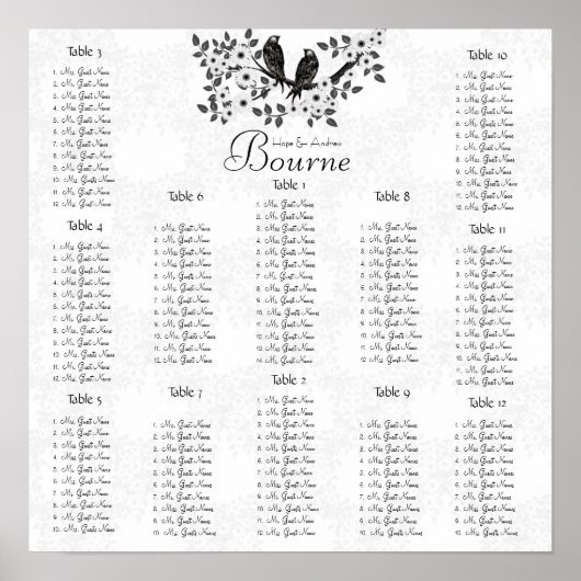 Enchanted Forest Love Bird Wedding Poster (Voorkant)
