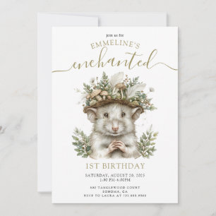 Enchanted Forest Mouse Animal 1st Verjaardag Kaart