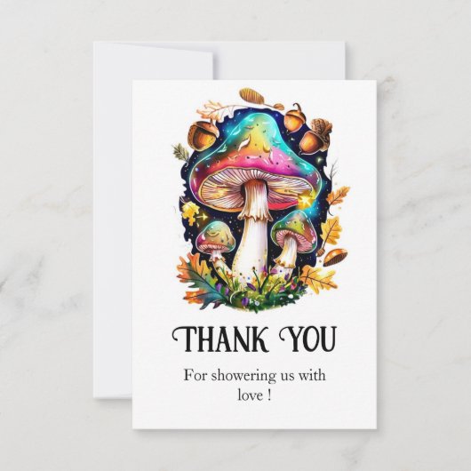 Enchanted Forest Mushroom Baby shower Bedankkaart (Voorkant)