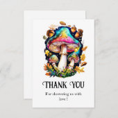 Enchanted Forest Mushroom Baby shower Bedankkaart (Voorkant / Achterkant)