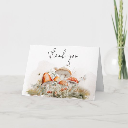 Enchanted Forest Mushroom Baby shower Bedankkaart (Voorkant)