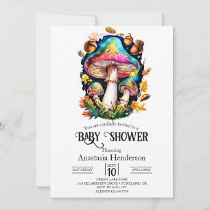 Enchanted Forest Mushroom Baby shower Kaart