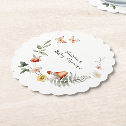 Enchanted Forest Mushroom Baby shower Kartonnen Onderzetters (Gekanteld)