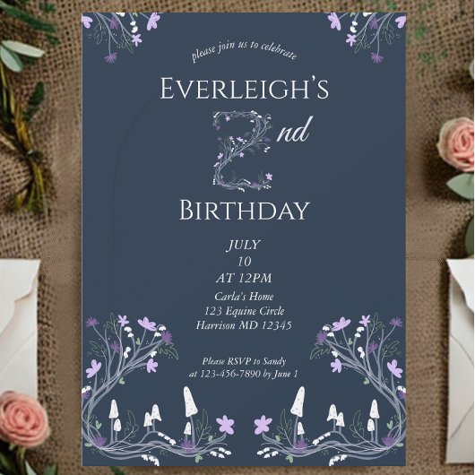 Enchanted Forest Mushroom Second Birthday Kaart