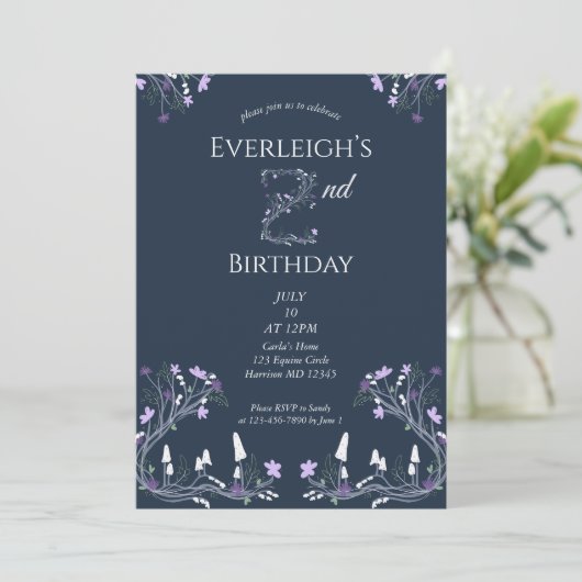 Enchanted Forest Mushroom Second Birthday Kaart (Staand voorkant)