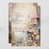 Enchanted Forest Mushrooms Wedding Kaart (Voorkant / Achterkant)