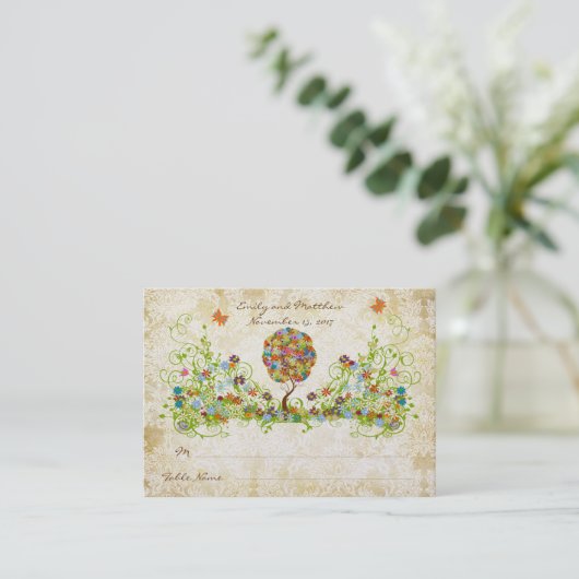 Enchanted Forest Patchwork Bloemen Plaats Kaarten Plaatskaartje (Staand voorkant)