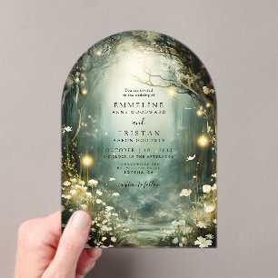 Enchanted Forest Path Bloemen Wedding Arch Acryl Uitnodigingen