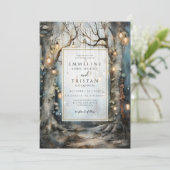 Enchanted Forest Path bruiloft gloeiende lichten Kaart (Staand voorkant)