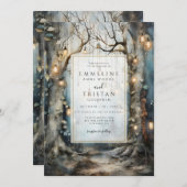 Enchanted Forest Path bruiloft gloeiende lichten Kaart (Voorkant / Achterkant)