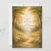 Enchanted Forest Path Wedding Save The Date (Voorkant)