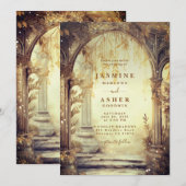 Enchanted Forest Portal Gold Wedding Kaart (Voorkant / Achterkant)