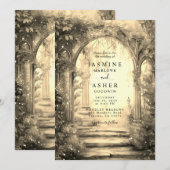 Enchanted Forest Portal Wedding Invitation Kaart (Voorkant / Achterkant)