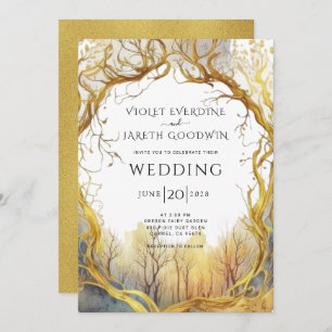 Enchanted Forest Portal Wedding Invitation Kaart
