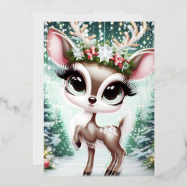 Enchanted Forest Reindeer Princess Folie Uitnodiging