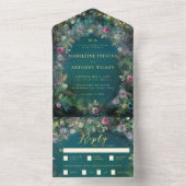 Enchanted Forest Rozen Arch Sprookjeshuwelijk All In One Uitnodiging (Binnen)