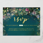 Enchanted Forest Rozen Gold Fairies Sweet 16 RSVP Folie Uitnodiging Briefkaart (Voorkant)