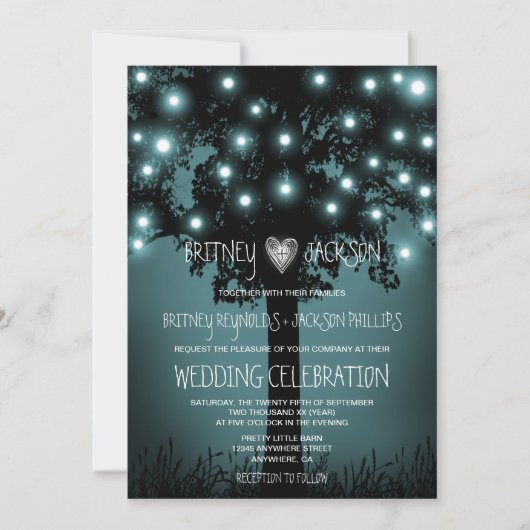 Enchanted Forest Rustic Tree Wedding Invitations Kaart (Voorkant)