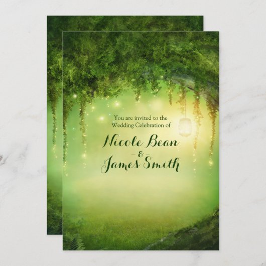 Enchanted Forest Rustic Wedding Invitations Kaart (Voorkant / Achterkant)