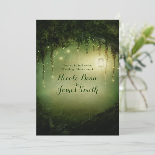 Enchanted Forest Rustic Wedding Invitations Kaart (Staand voorkant)