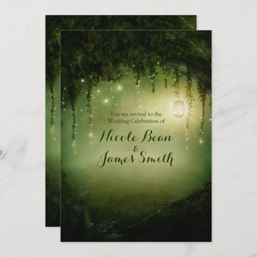 Enchanted Forest Rustic Wedding Invitations Kaart (Voorkant / Achterkant)