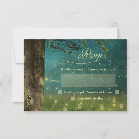 Enchanted Forest rustieke Mason Jar bruiloft RSVP (Voorkant)