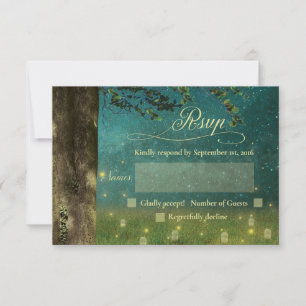Enchanted Forest rustieke Mason Jar bruiloft RSVP Kaartje